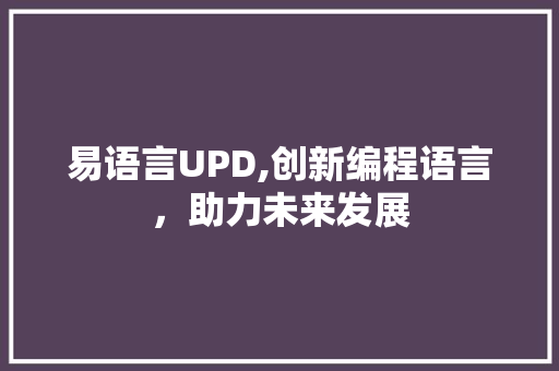 易语言UPD,创新编程语言，助力未来发展