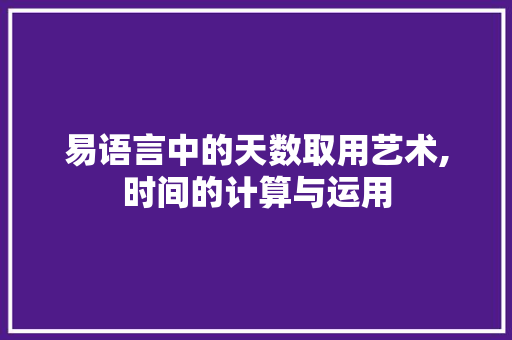 易语言中的天数取用艺术,时间的计算与运用
