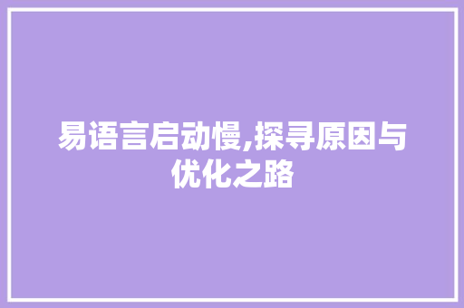 易语言启动慢,探寻原因与优化之路