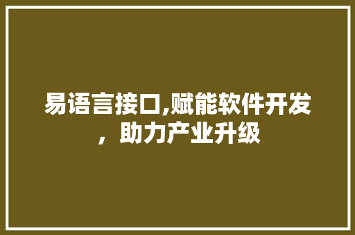 易语言接口,赋能软件开发，助力产业升级