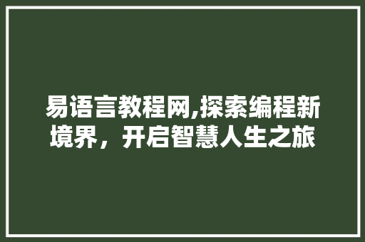 易语言教程网,探索编程新境界，开启智慧人生之旅