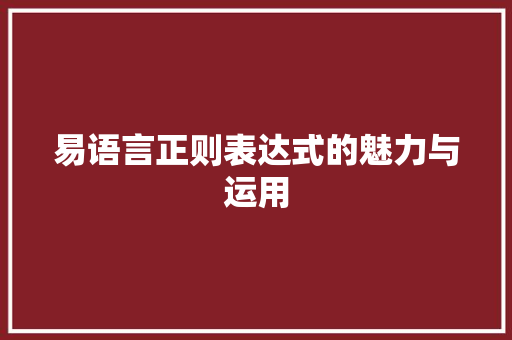 易语言正则表达式的魅力与运用