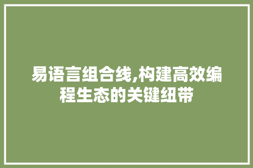 易语言组合线,构建高效编程生态的关键纽带