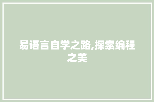 易语言自学之路,探索编程之美