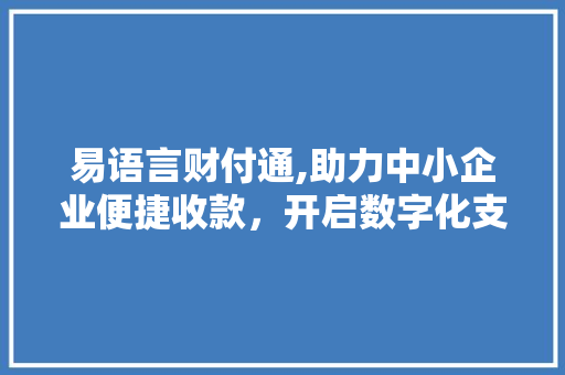 易语言财付通,助力中小企业便捷收款，开启数字化支付新篇章