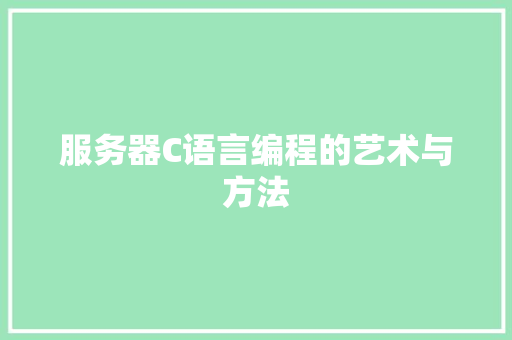 服务器C语言编程的艺术与方法