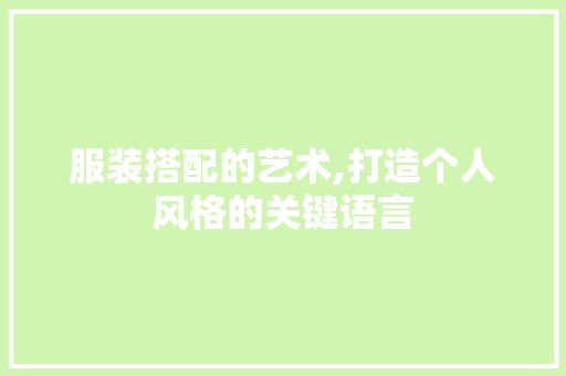 服装搭配的艺术,打造个人风格的关键语言