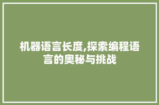 机器语言长度,探索编程语言的奥秘与挑战