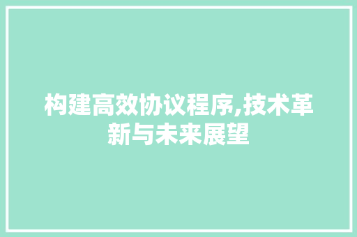 构建高效协议程序,技术革新与未来展望