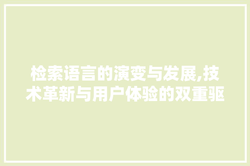 检索语言的演变与发展,技术革新与用户体验的双重驱动