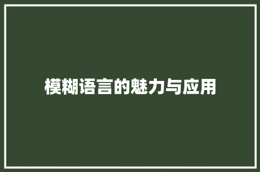 模糊语言的魅力与应用