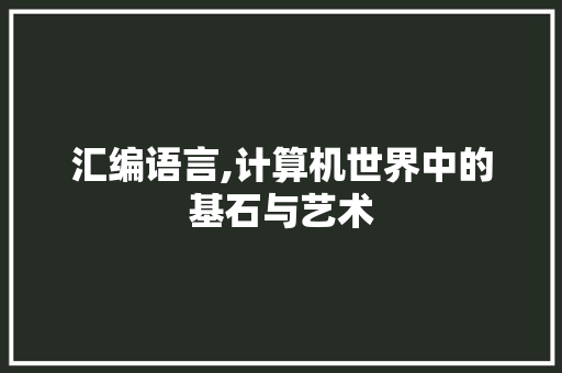 汇编语言,计算机世界中的基石与艺术