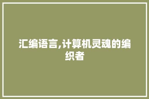 汇编语言,计算机灵魂的编织者