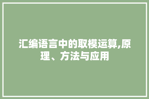 汇编语言中的取模运算,原理、方法与应用