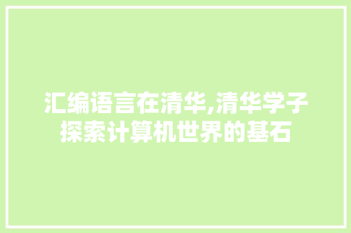 汇编语言在清华,清华学子探索计算机世界的基石