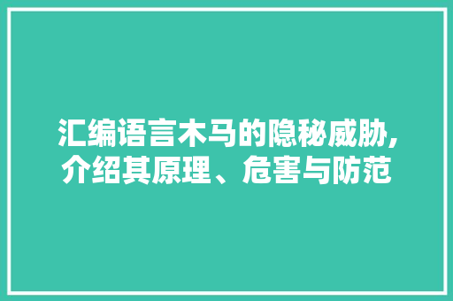 汇编语言木马的隐秘威胁,介绍其原理、危害与防范