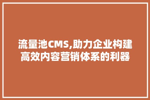流量池CMS,助力企业构建高效内容营销体系的利器