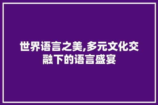 世界语言之美,多元文化交融下的语言盛宴