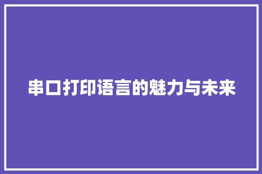 串口打印语言的魅力与未来