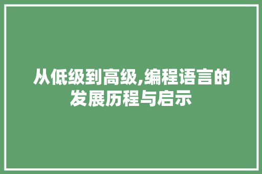 从低级到高级,编程语言的发展历程与启示