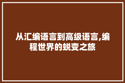 从汇编语言到高级语言,编程世界的蜕变之旅