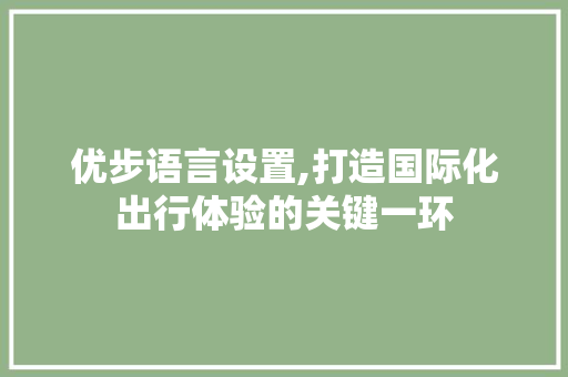 优步语言设置,打造国际化出行体验的关键一环