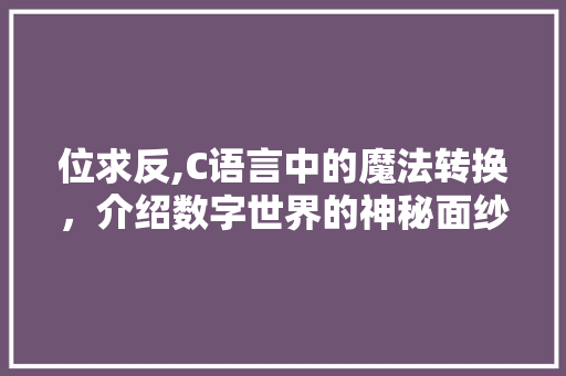 位求反,C语言中的魔法转换，介绍数字世界的神秘面纱