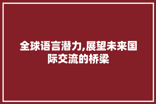 全球语言潜力,展望未来国际交流的桥梁