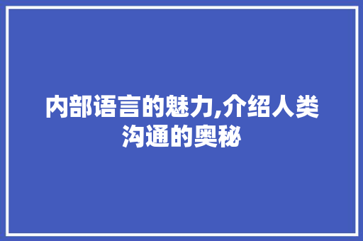 内部语言的魅力,介绍人类沟通的奥秘