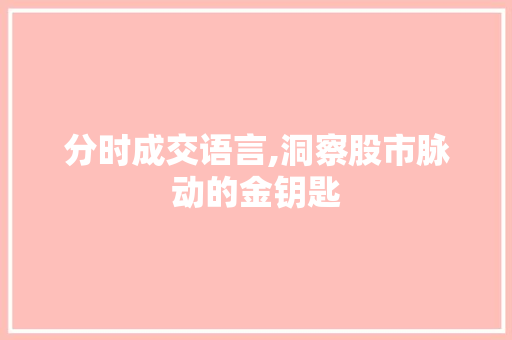 分时成交语言,洞察股市脉动的金钥匙