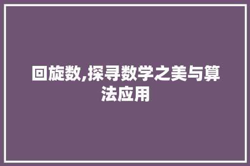 回旋数,探寻数学之美与算法应用