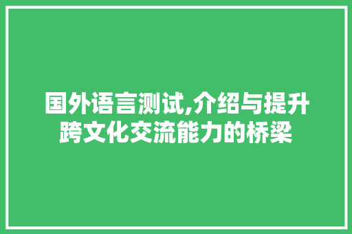 国外语言测试,介绍与提升跨文化交流能力的桥梁