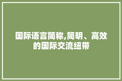 国际语言简称,简明、高效的国际交流纽带