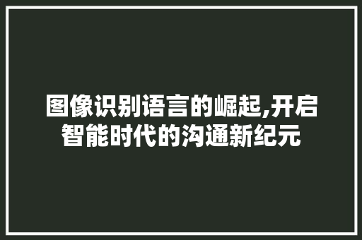 图像识别语言的崛起,开启智能时代的沟通新纪元