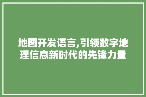 地图开发语言,引领数字地理信息新时代的先锋力量