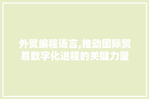 外贸编程语言,推动国际贸易数字化进程的关键力量