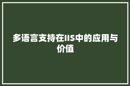 多语言支持在IIS中的应用与价值
