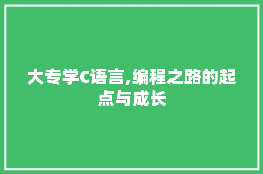 大专学C语言,编程之路的起点与成长