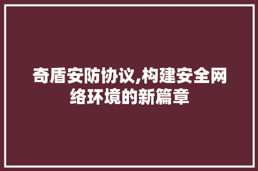 奇盾安防协议,构建安全网络环境的新篇章