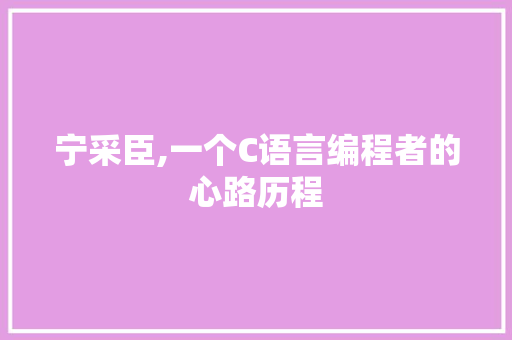 宁采臣,一个C语言编程者的心路历程
