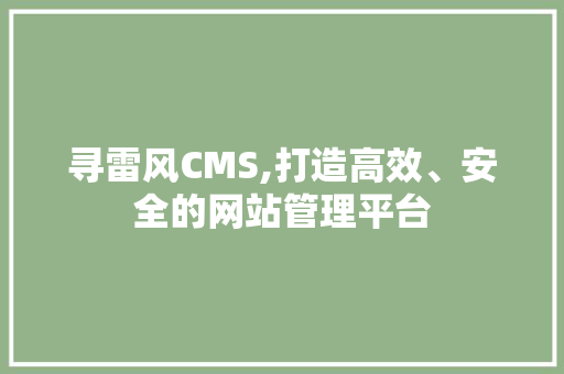 寻雷风CMS,打造高效、安全的网站管理平台
