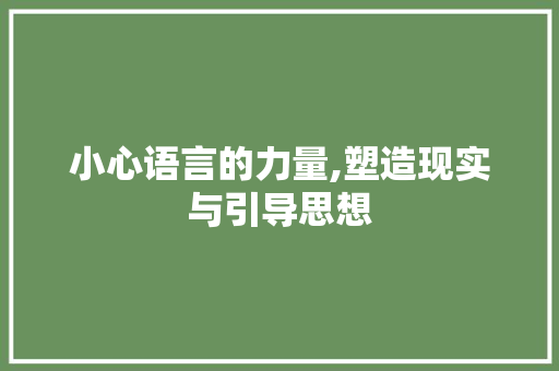 小心语言的力量,塑造现实与引导思想