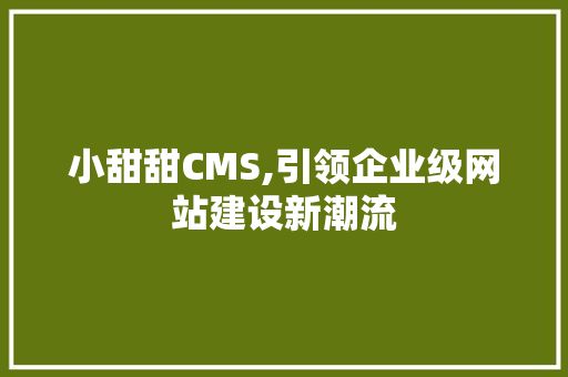 小甜甜CMS,引领企业级网站建设新潮流