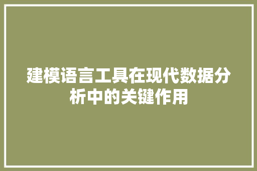 建模语言工具在现代数据分析中的关键作用