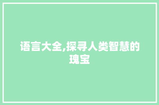 语言大全,探寻人类智慧的瑰宝