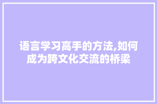 语言学习高手的方法,如何成为跨文化交流的桥梁