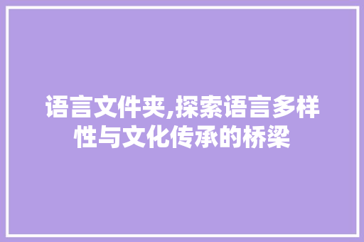 语言文件夹,探索语言多样性与文化传承的桥梁