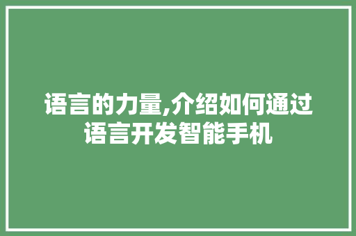 语言的力量,介绍如何通过语言开发智能手机