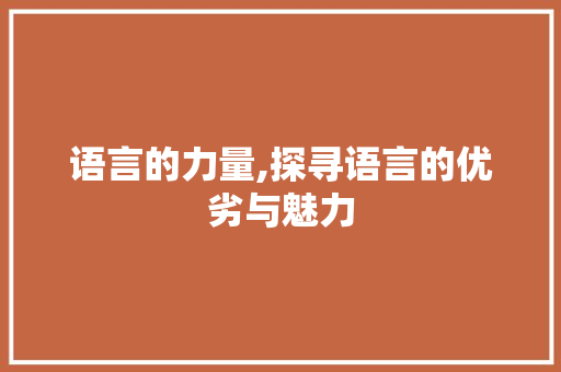语言的力量,探寻语言的优劣与魅力