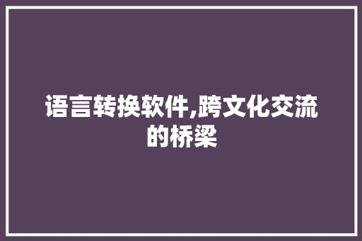 语言转换软件,跨文化交流的桥梁
